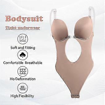 Women Plunging Deep V-neck Body Shaper Strapless Backless Bodysuit Shapewear