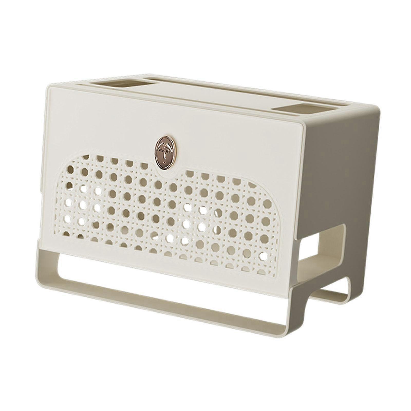 Cable Management Case Double Layer Cable Box Shelf for Computer USB Hub Home White