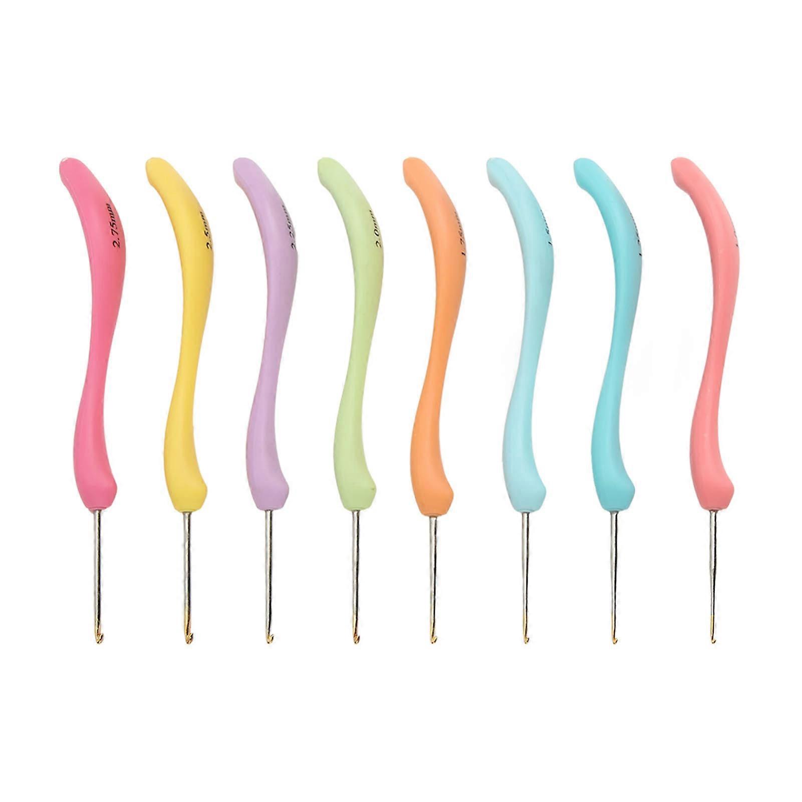 8pcs Crochet Hooks Ergonomic Design Iron Material Bend Handle Knitting Needles Set for Making Scarves Socks