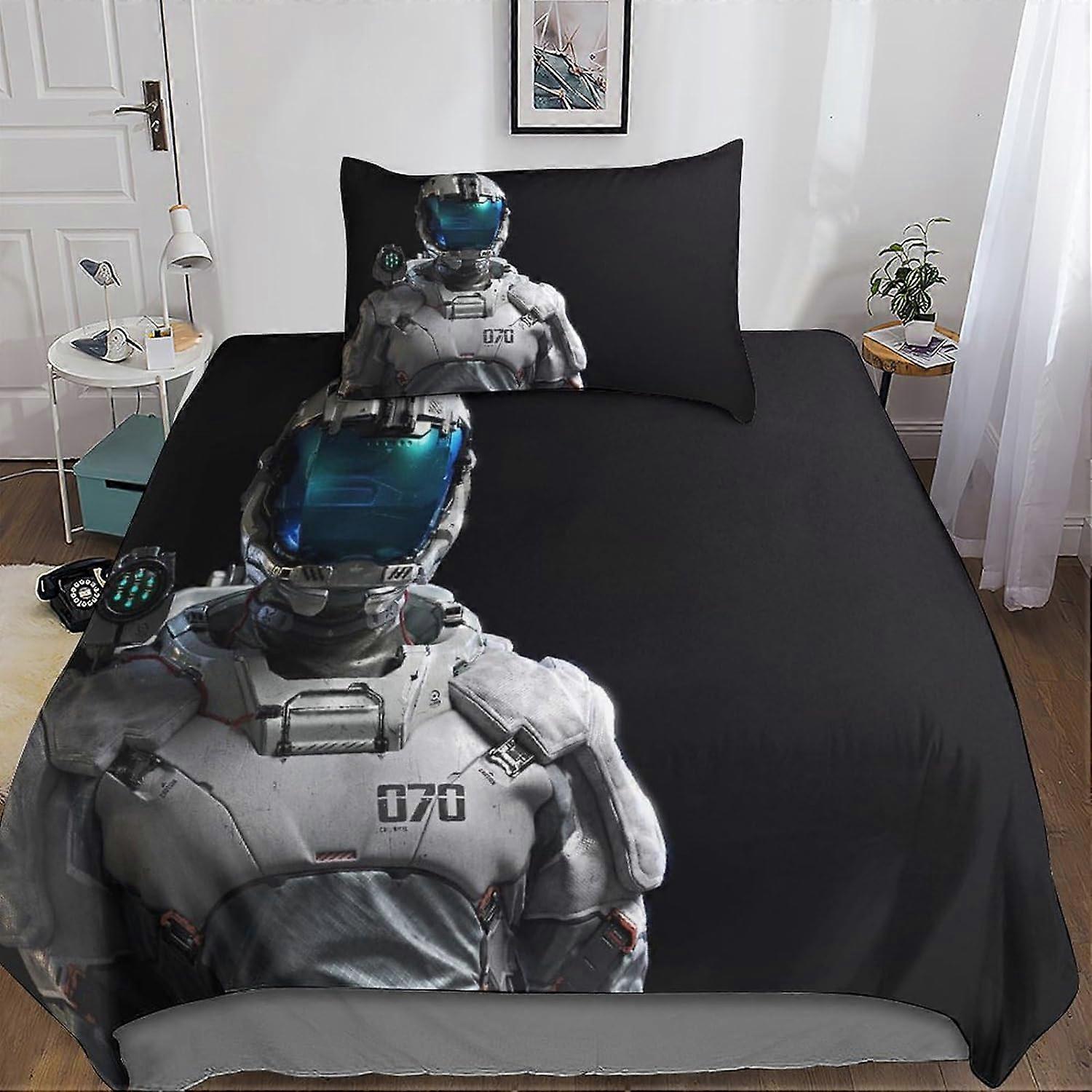 Premium With Pillowcases With Zipper Closure Microfiber Fantasy Astronaut Duvet Cover Microfiber Astronaut Pattern Bedding Set Pieces For 135*200 CM