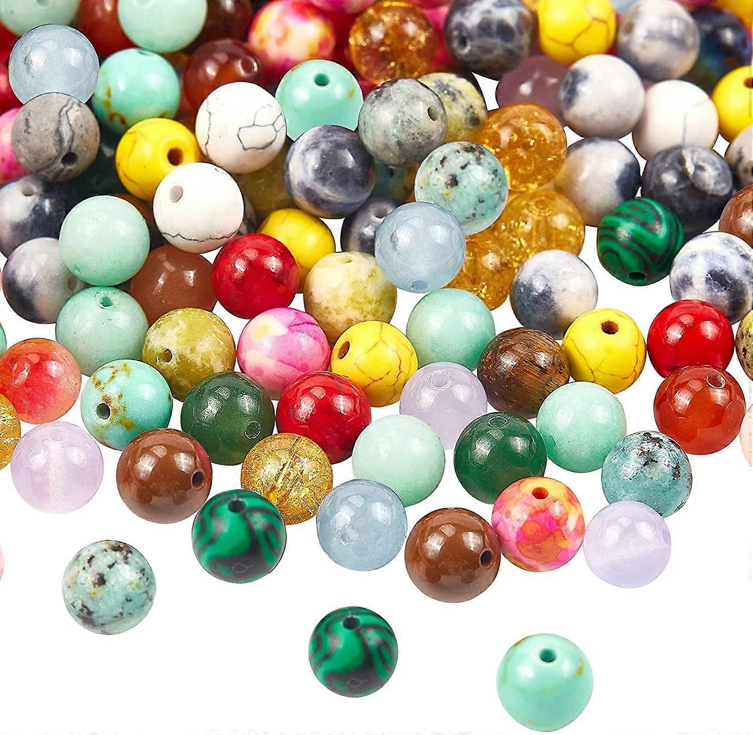 200 Pcs Mixed 8mm Gemstone Stone Beads Round Gemstone Loose Beads