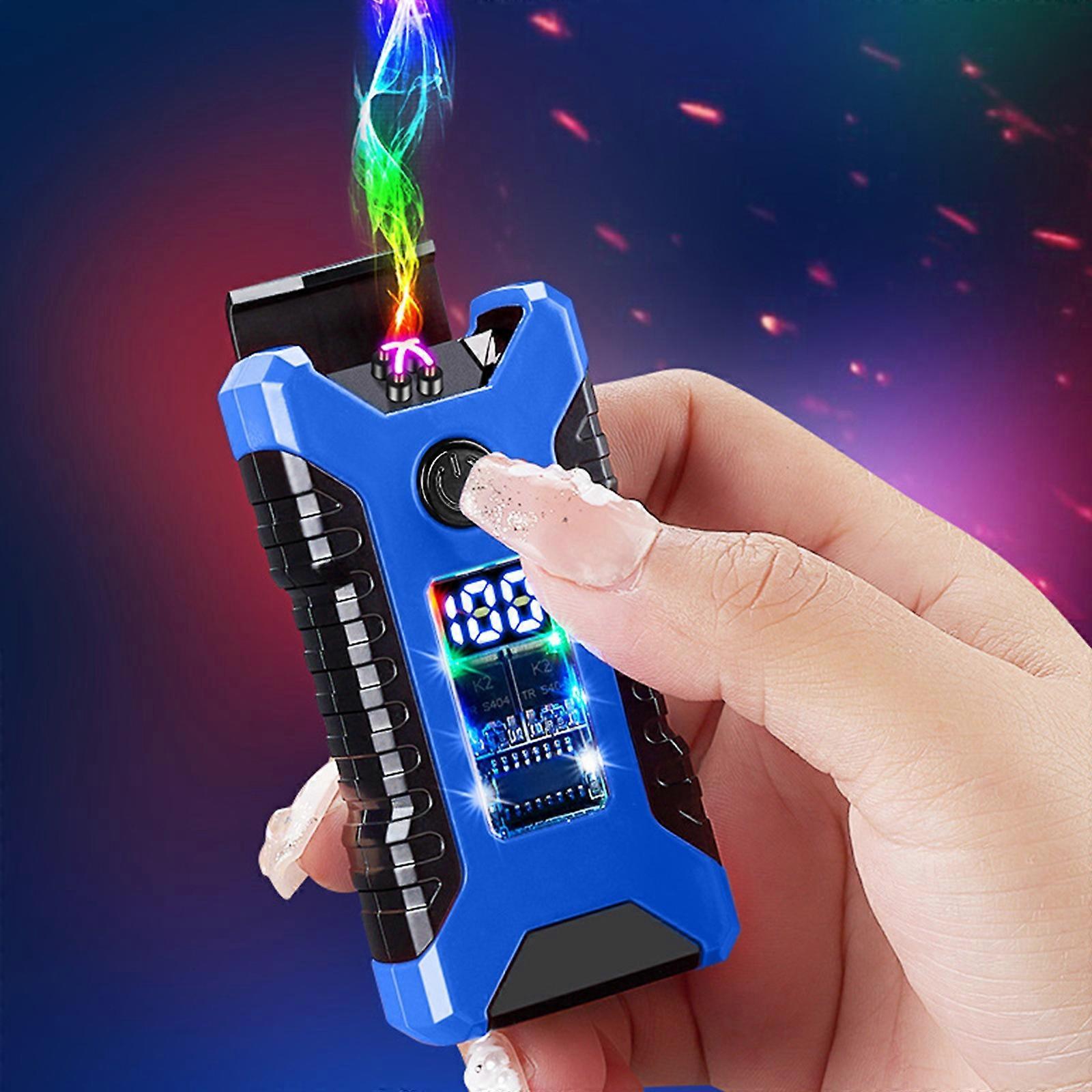 Electric Lighter Mech Style Cool Light Effect Gyroscope Lighter LED Battery Display USB Charging Three Lighting Cool Windproof Lighter