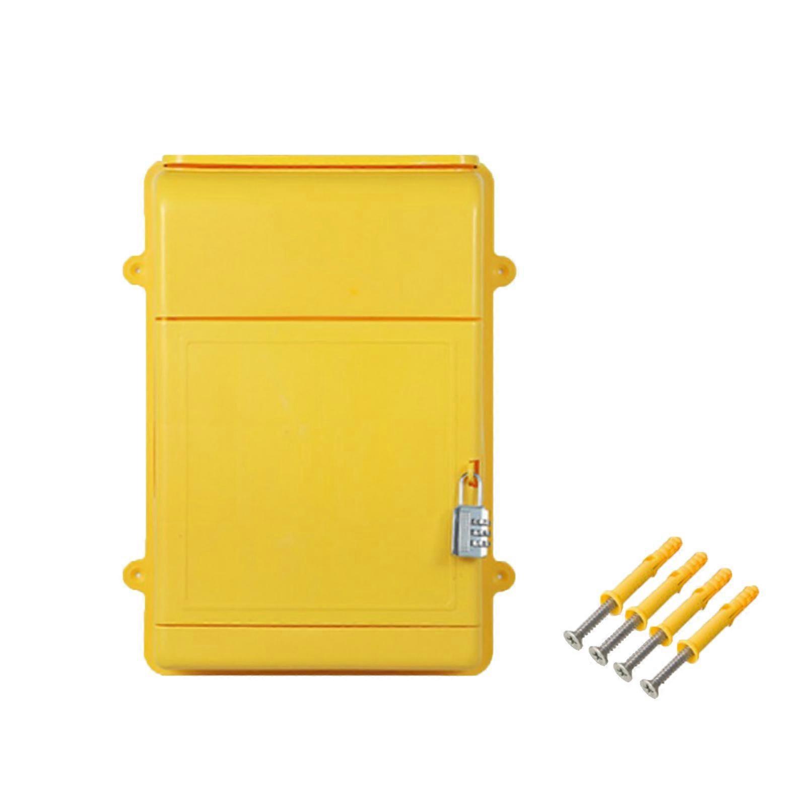 Wall Mounted Mailbox with Combination Lock 13.5x10x4inch for Hotel Business Yellow