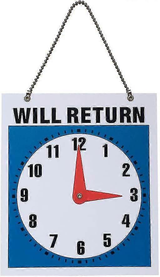 2pcs Clock Sign Display Will Return Sign Open PVC Sign for Office Shop Bar Window Conference Store-Yvan