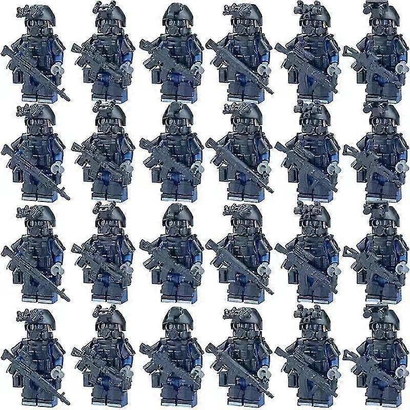 24pcsフィギュアミリタリービルディングブロックリロードエプロージョンプルーフ特殊部隊フィギュアボーイズパズルおもちゃ