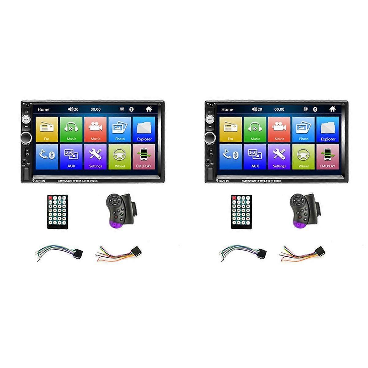 2X 7 Inch Double Din Car Stereo Audio Bluetooth MP5 Player USB FM Multimedia Radio Support Mobile P