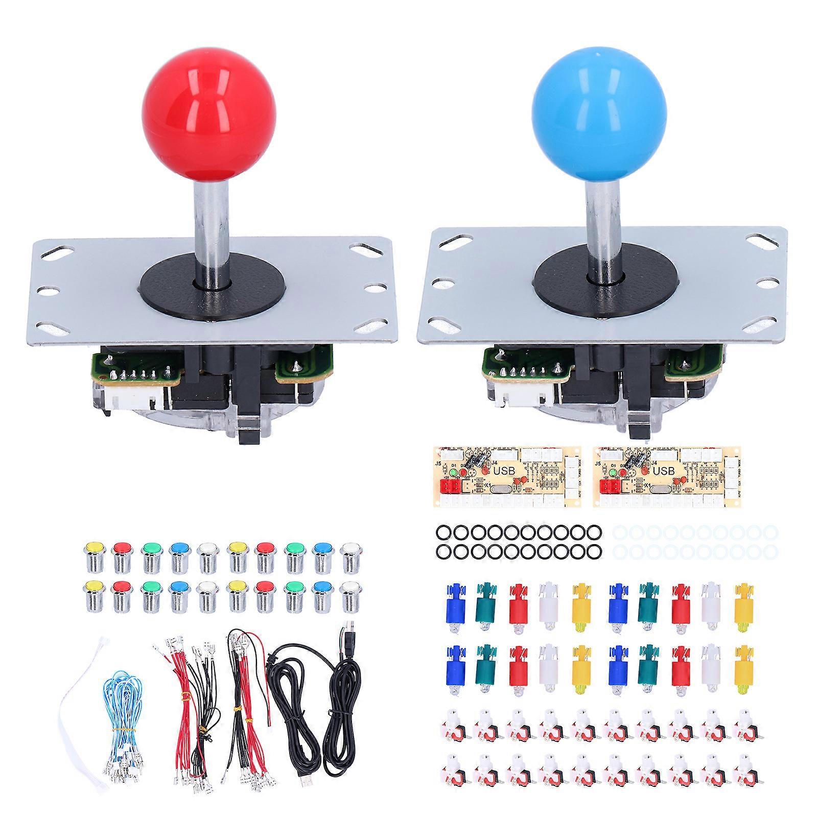 Arcade Game DIY Parts Kits Joystick Accessories LED Arcade Buttons for PC Games 5V2 Player Electroplating Joystick NO.6506