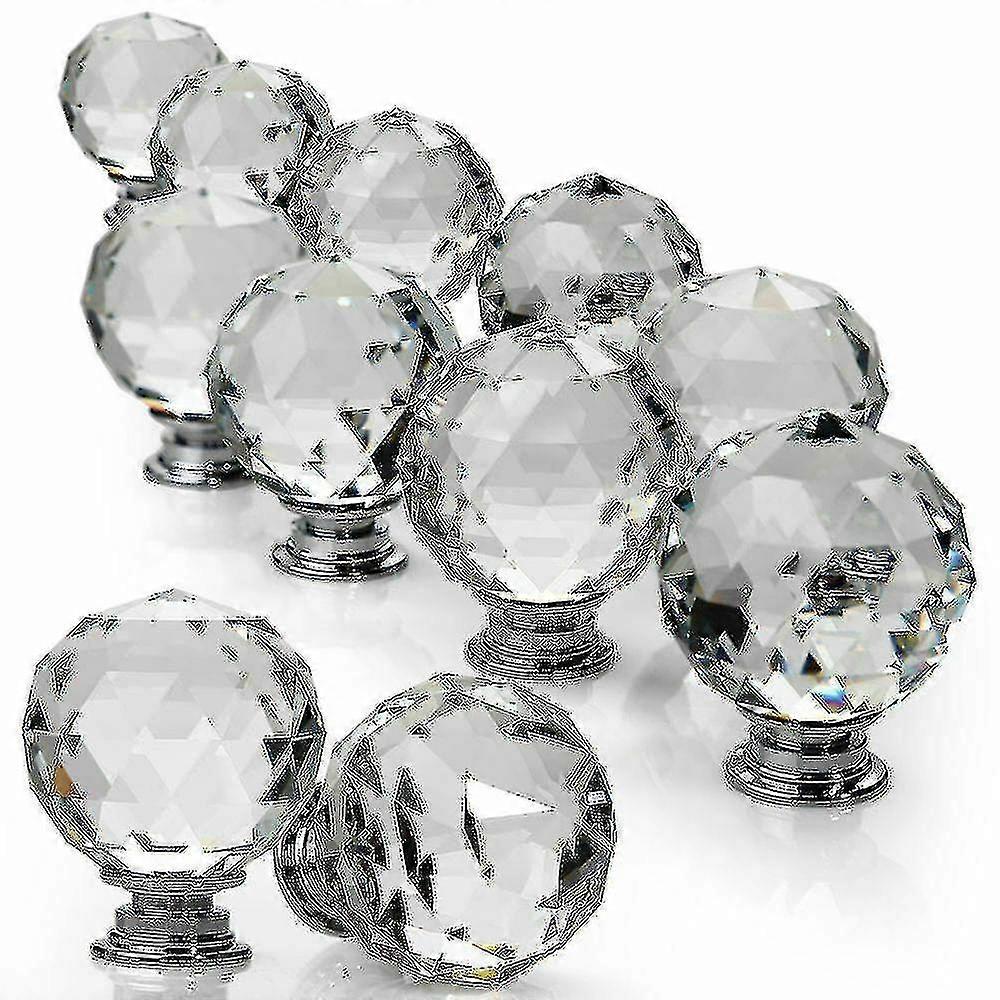 20 x krystalglas dørhåndtag diamantskuffe knapper skab træk træk håndtag - snngv