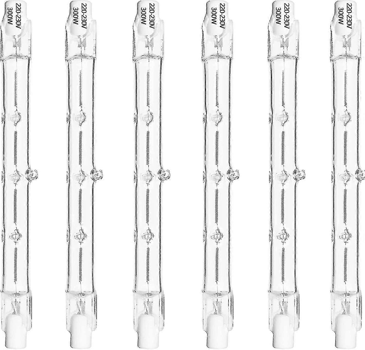 6 Pack Dimmable R7s Halogen Bulb 118mm, 300w Warm White J-type Linear Light Bulb For Floodlight, Security Light