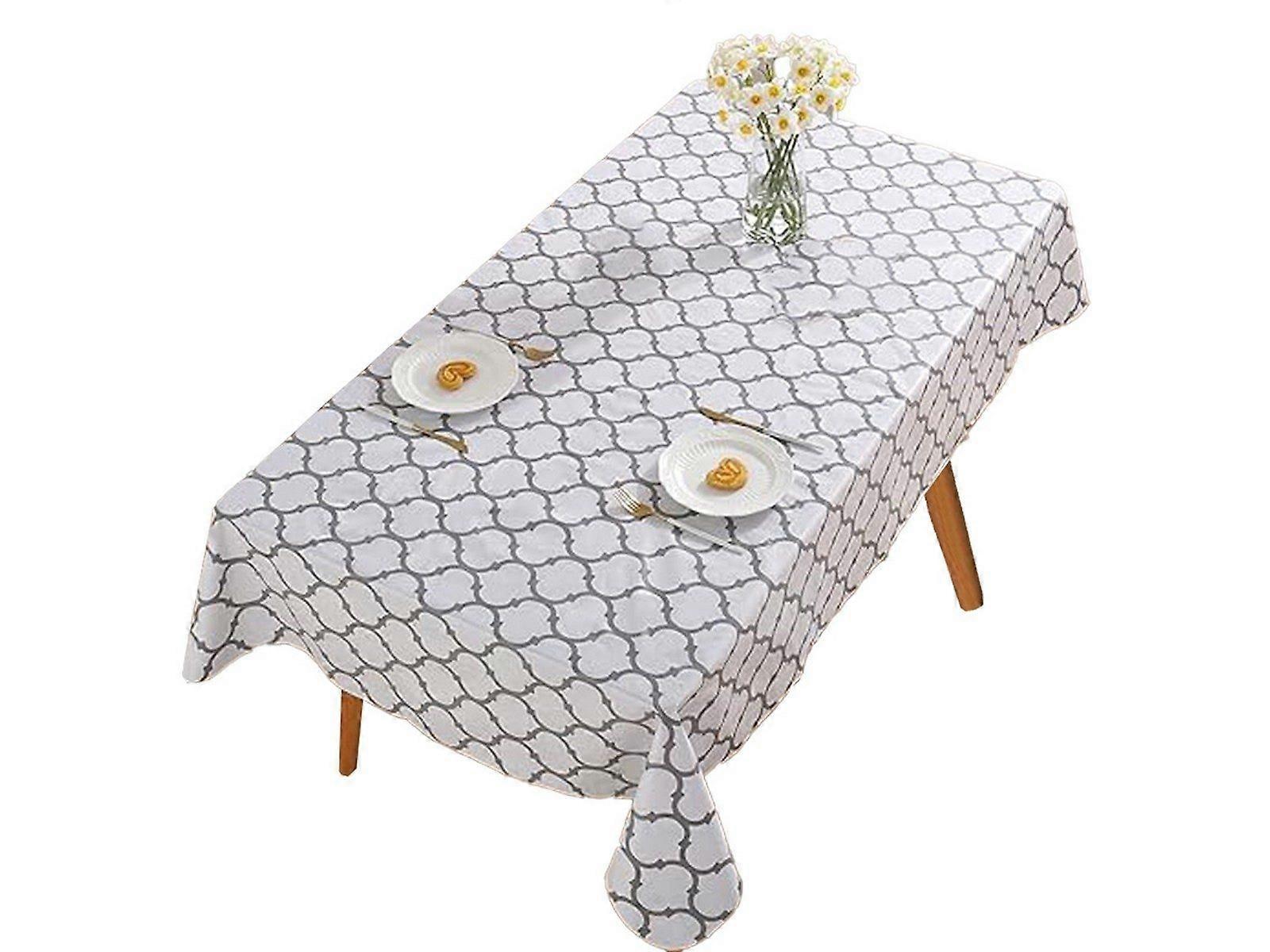 Moroccan Pattern Tablecloth Rectangle Dining Table Cover Christmas Decor - White