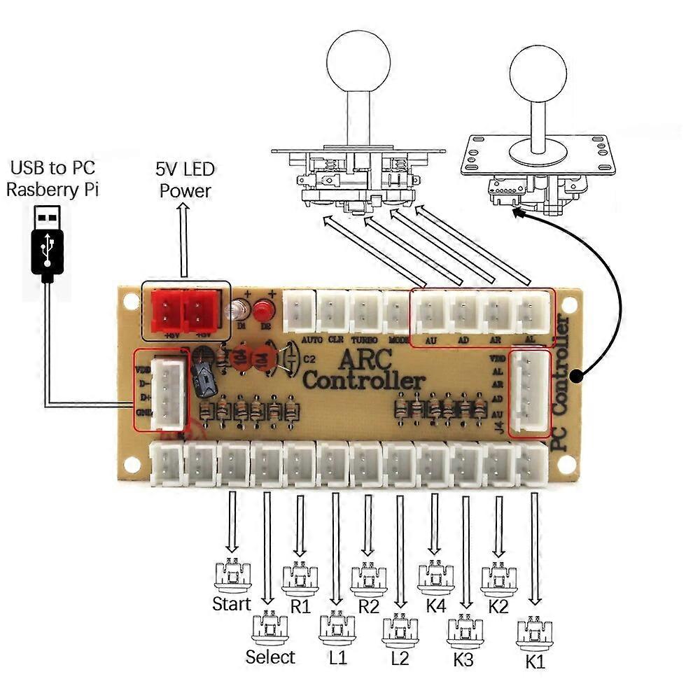 Arcade Game USB Zero Delay Joystick Push Button Encoder Board For PC PS XBOX360 SWITCH Raspbrry pi Android Control Without Cable