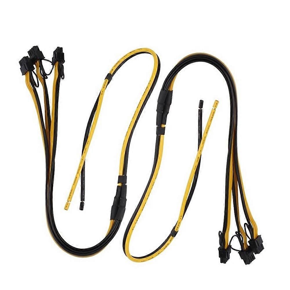 2Pcs 90cm 2 to 3X 6Pin+2Pin Adapter Power Cable 8Pin GPU Video Card Wire 10AWG + 16AWG Power Supply