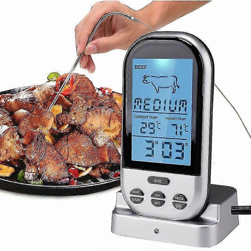 Digital Wireless Cooking Thermo-probe - Cooking Thermometer For Oven And Barbecue - Timer And Alarm - Cooking Tools - Multi-meat Compatibility - Compa
