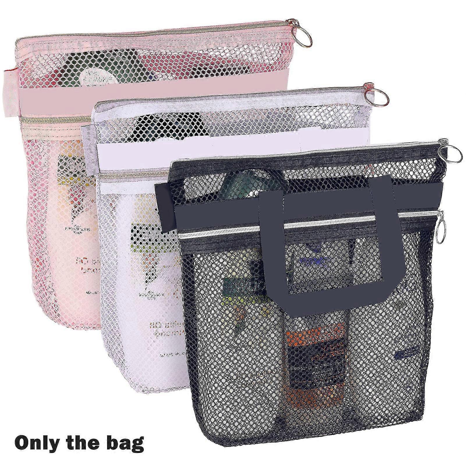 3pcs Travel Beach Gym Camp Quick Dry Sunscreen Shower Bag With Zipper Mesh Tote
