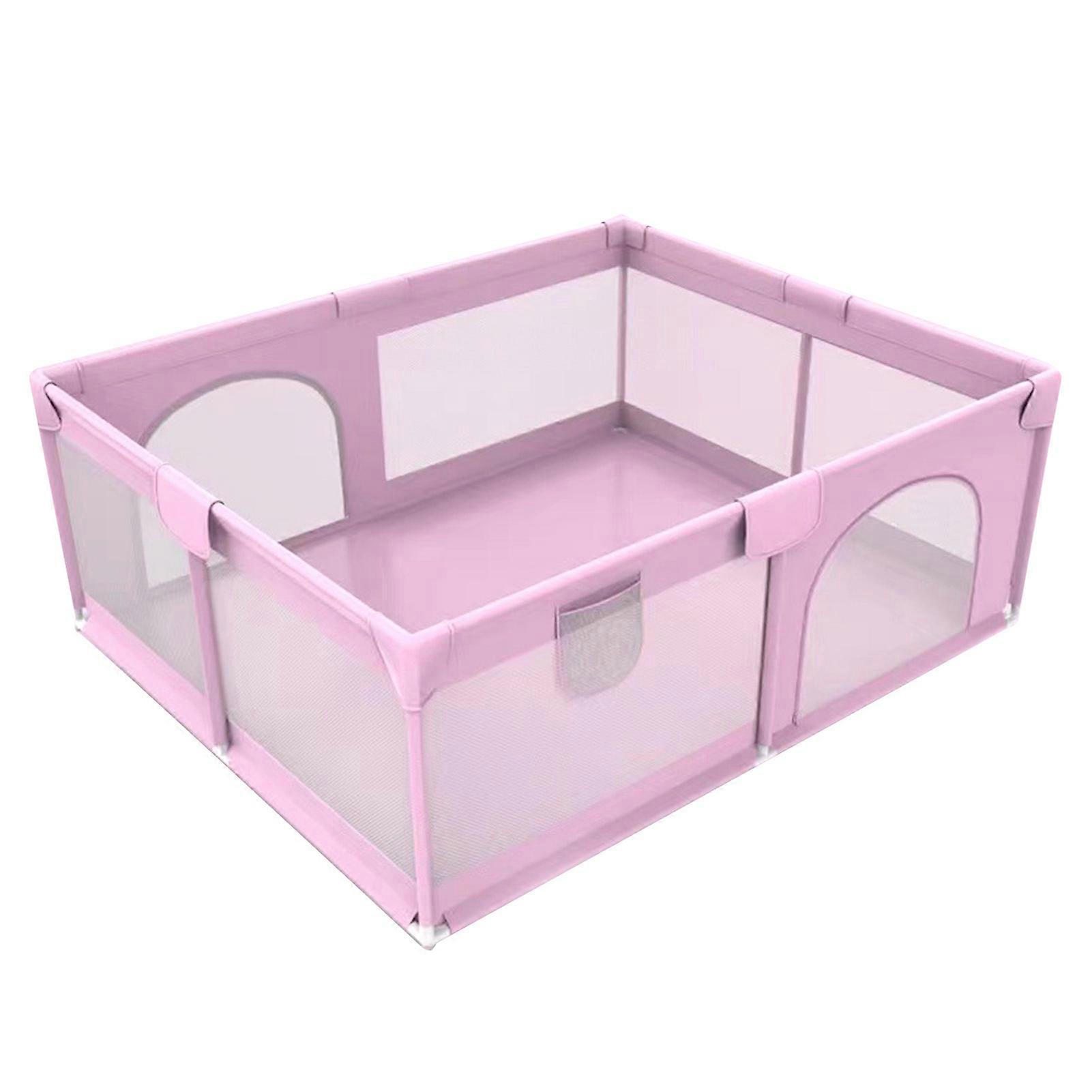 Playpen Metal Fabric Indoor Baby Fence Light Pink 127x127cm