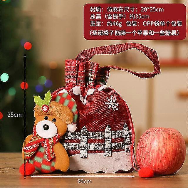 תיק מתנה לחג המולד תיק תפוחים קטיפה סנטה קלאוס איש השלג אייל דוב תיק ממתקים מתנה לחג המולד 2024 מחזיקי מתנה חג מולד שמח לשנה החדשה