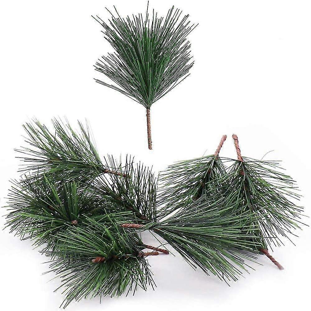 Artificial Green Pine Needles Branches Wreaths Decorations, 10pcs