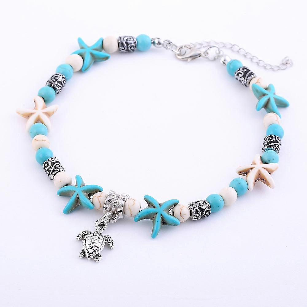 Bohemian Starfish Anklet Bracelet Turtle Turquoise Chain Anklet L
