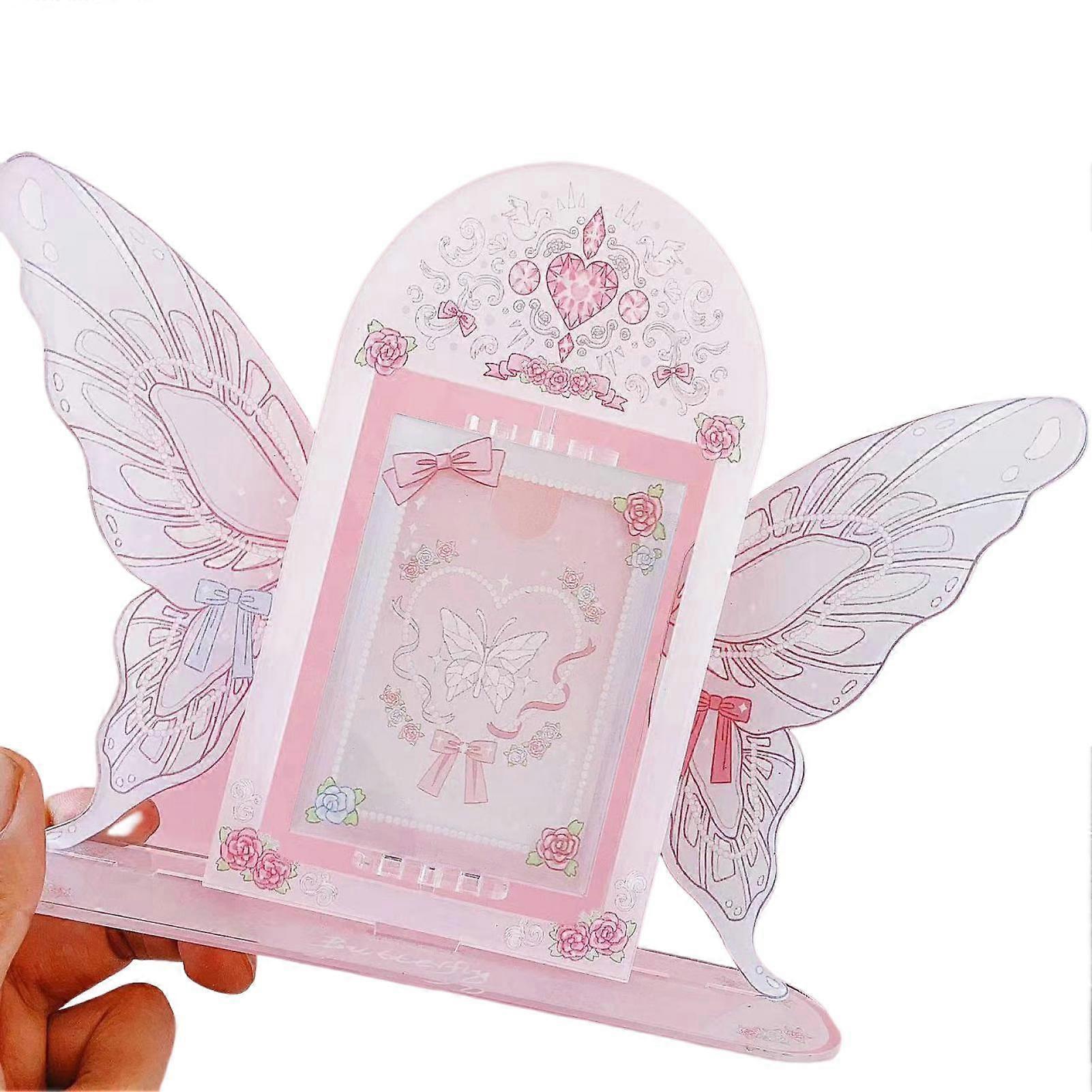 Photo Frame Creative Shape Rotatable High Strength Bright Color Exquisite Pattern Double Sided Butterfly Photo Display Stand Desktop Decoration Home S