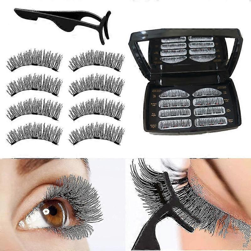 Magnetic Eyelashes, Reusable 3d Magnetic False Eyelashes Fake Eye Lashes, No Glue 3 Magnets Natural Look Eyelashes