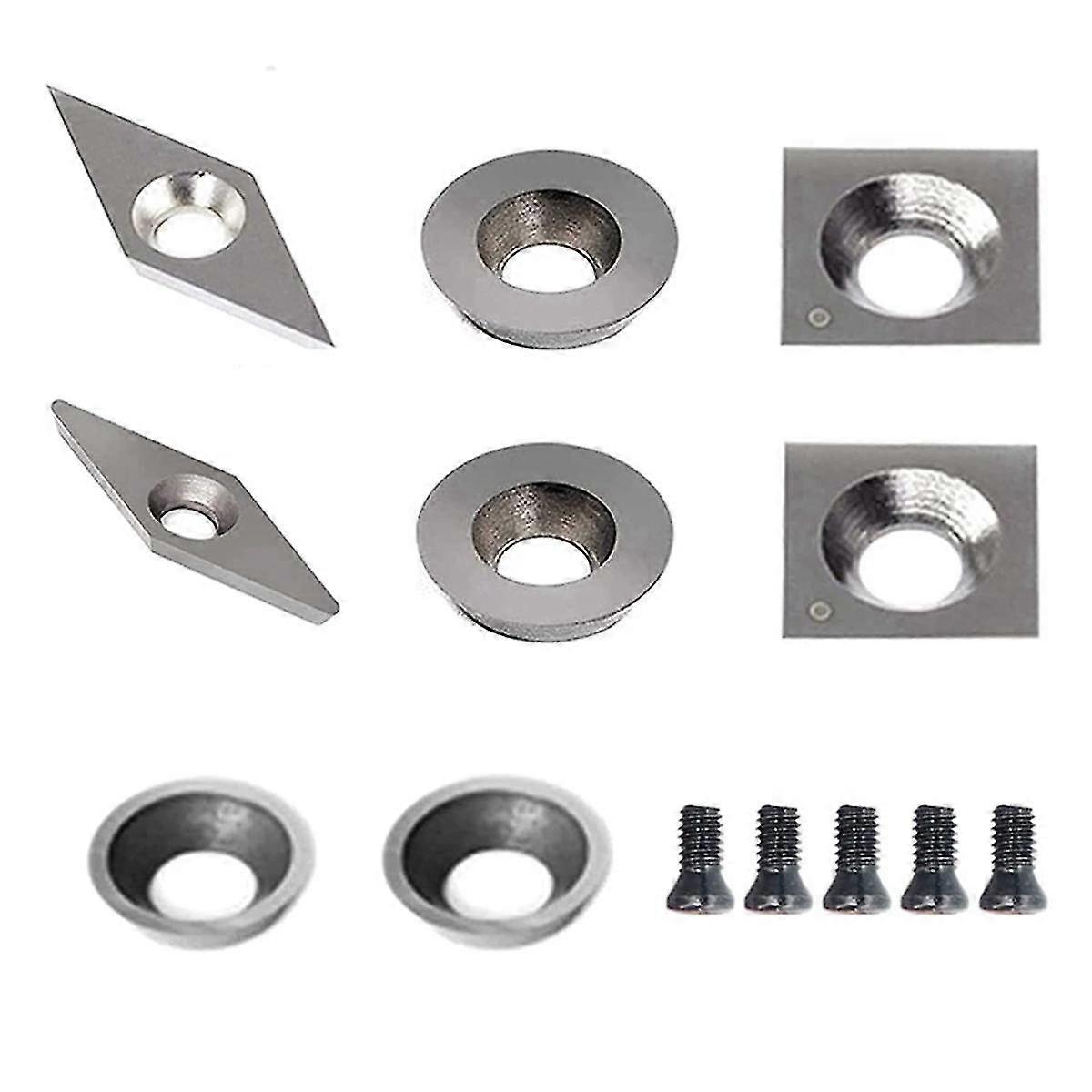 8pcs Turning Inserts Cutting Tools, Carbide Inserts Set For Wood Lathe Turning Tools - With Radius