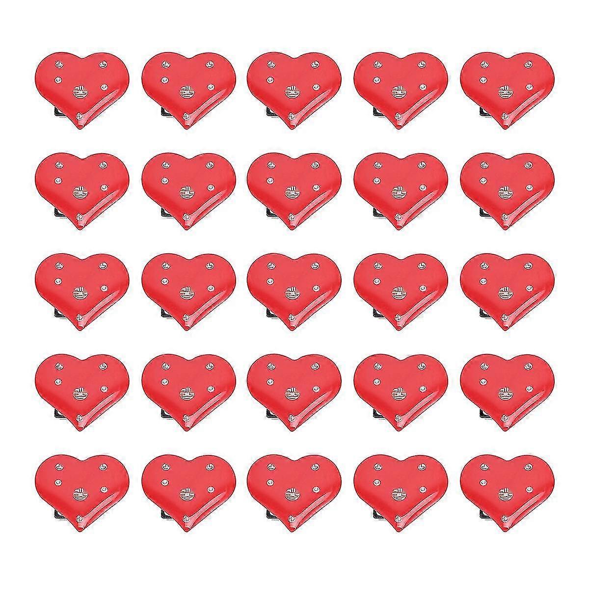 25 Pcs Rouge Cadeau Broche lumineuse Épingles Lumineux Revers Pins Cœur Clignotant Broche