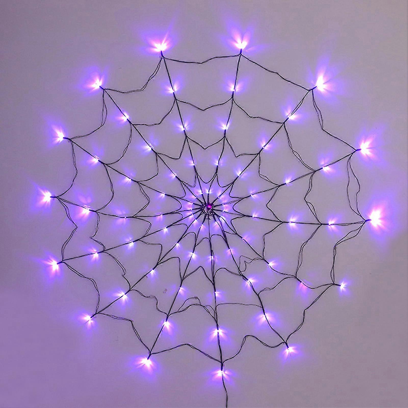 Spider Web Lights Halloween Fée avec 8 modes de lumière Led Violet Décoration intérieure et extérieure