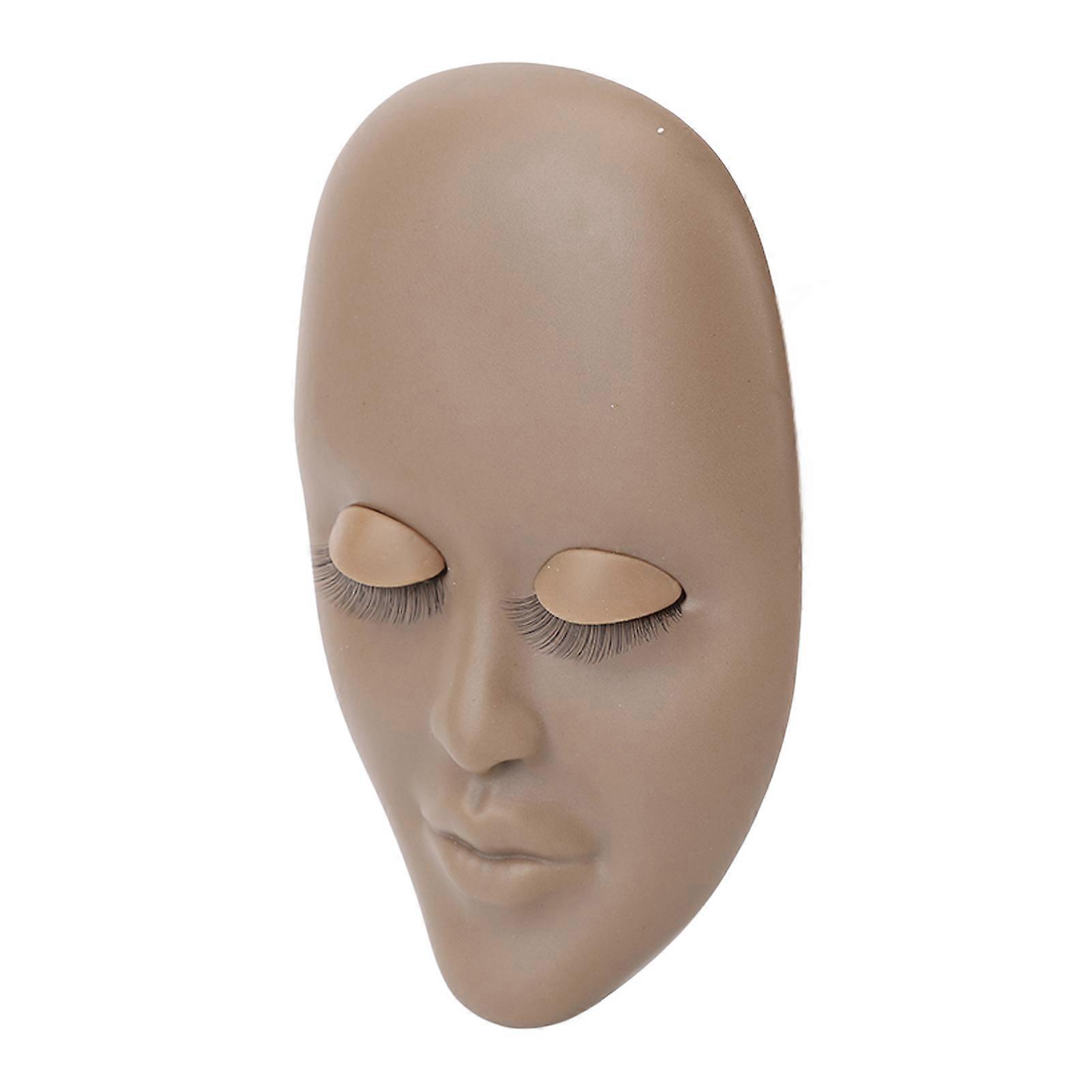 Eyelash Mannequin Head Makeup Lash Extension Training Practice Head with 3 Pairs Removable Eyelids Double Layer Lashes Dark Brown