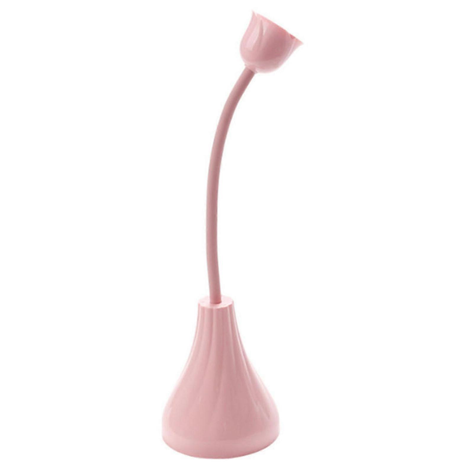 Nail Lamp Nail Gel Curing Light 6pcs LED 360 Degree Rotation Rose Design for Home Salon With Rechargeable Battery Pink