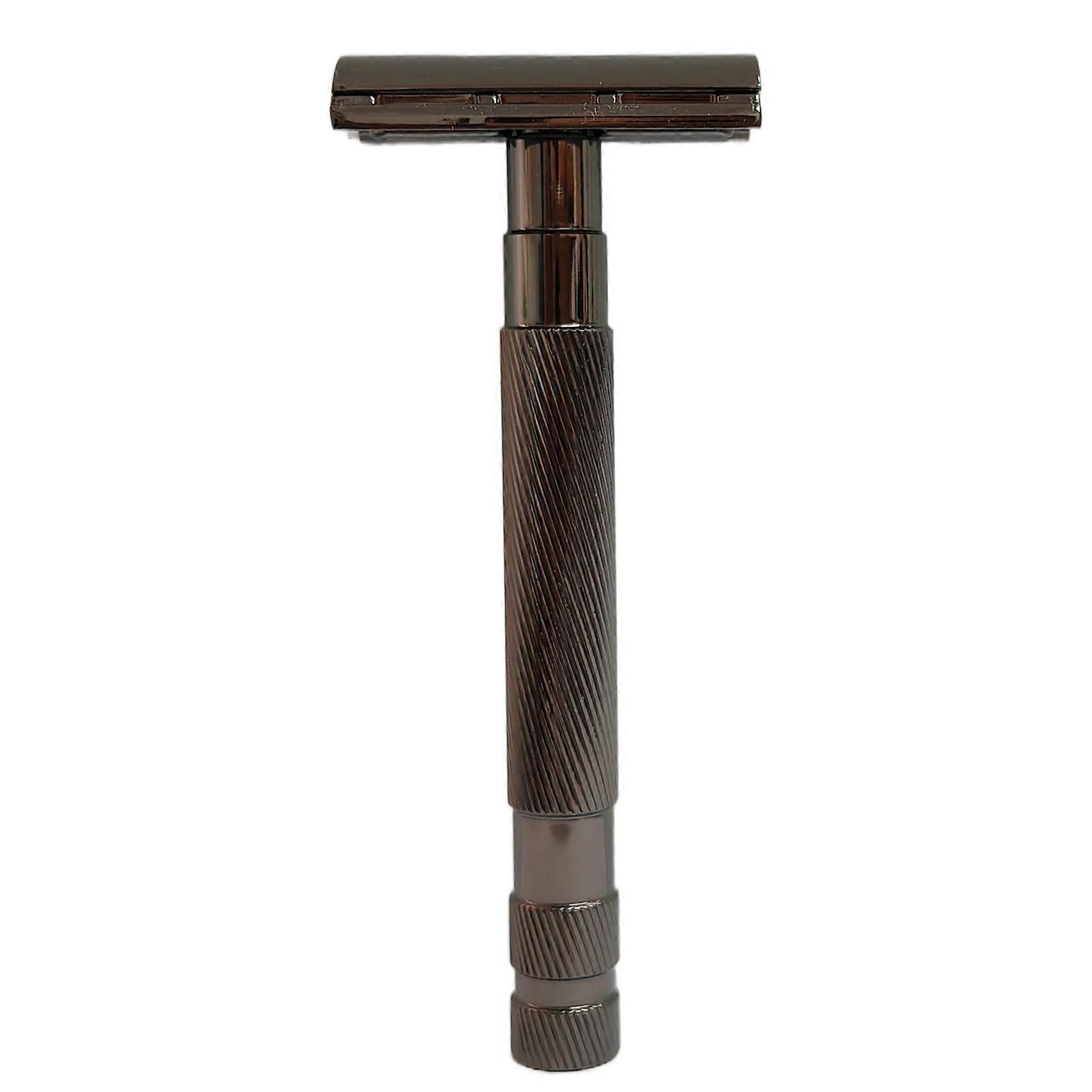 Old Style Manual Razor Double Sided Blade Manual Razor with 10 Blades Dark Gray