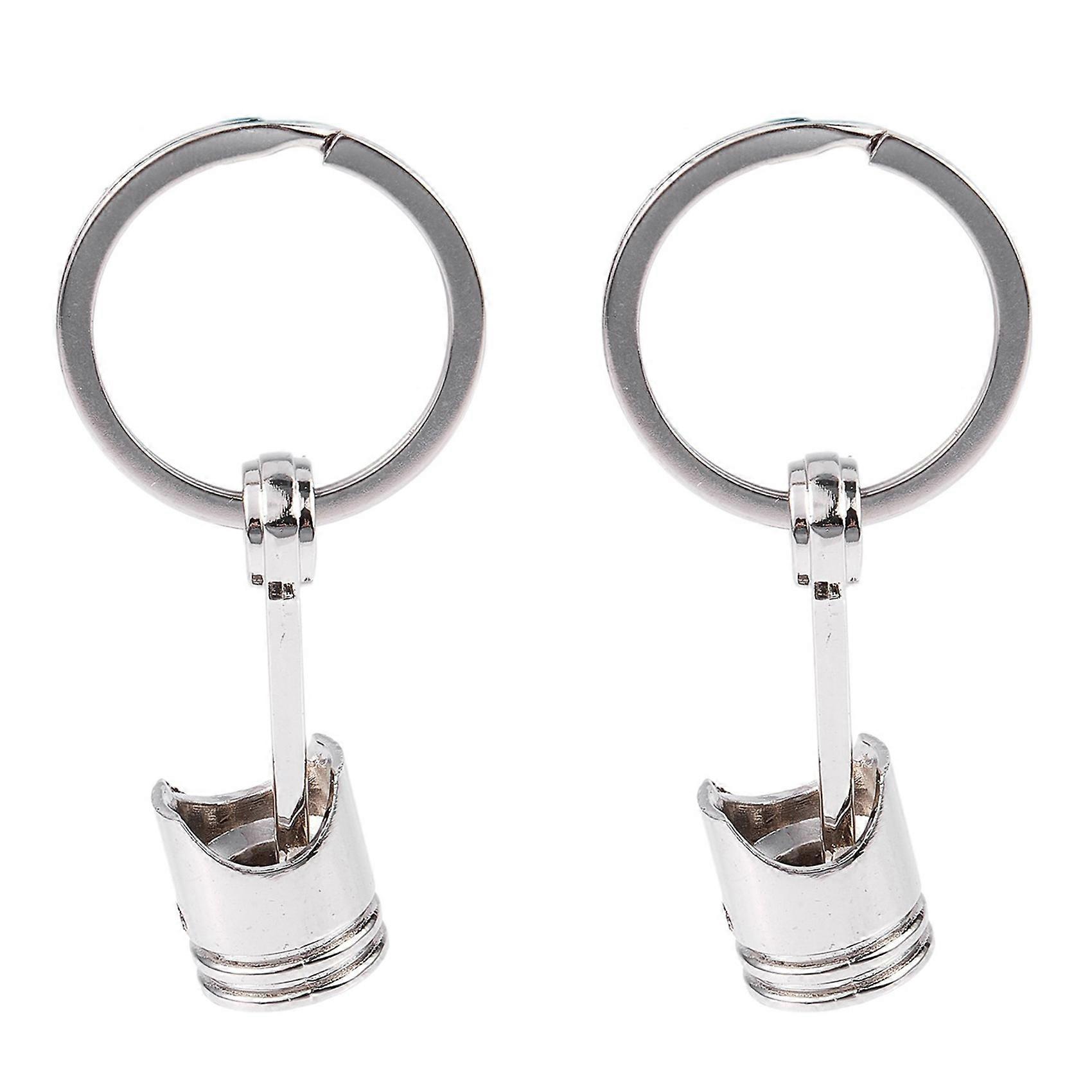 2X Trendy Car Engine Piston Keyring Chain Keychain Key Fob Silver