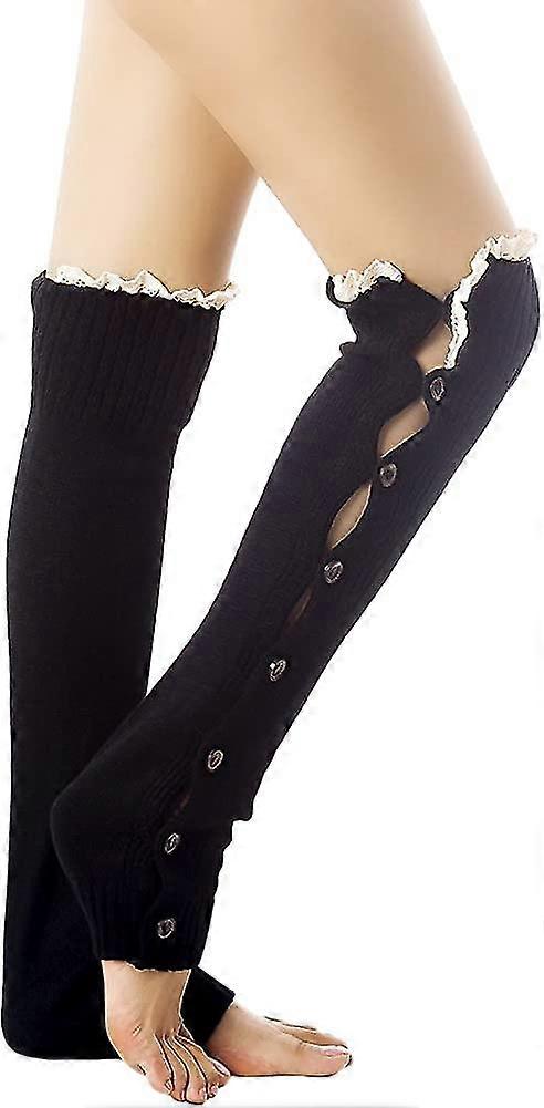 Damen Spitze Button Up Strick Beinlinge Socken Gamaschen