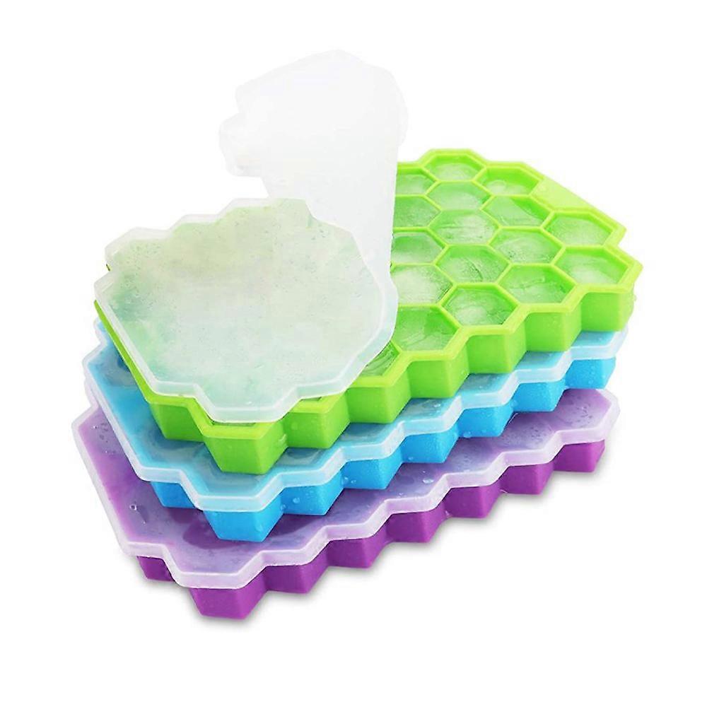 Silicone ice cube mold 3-pack 37-compartment with lid ice cube tray BP
