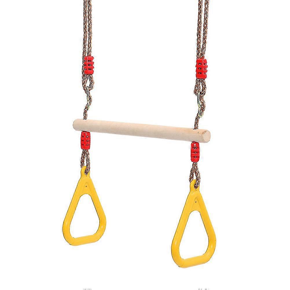 Wooden Trapeze Swing Bar with Rings - Fun Playset for Kids and Adults