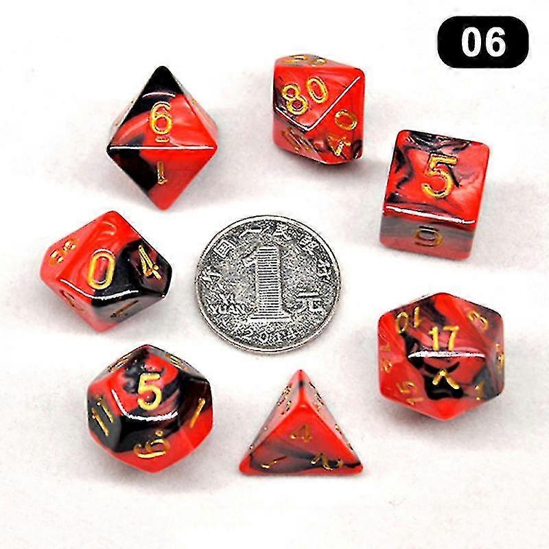 7pcs Set Duty Dice Set Glossed Color Colorful Solid Polyhedral Dice Set With Numbers Role Playing