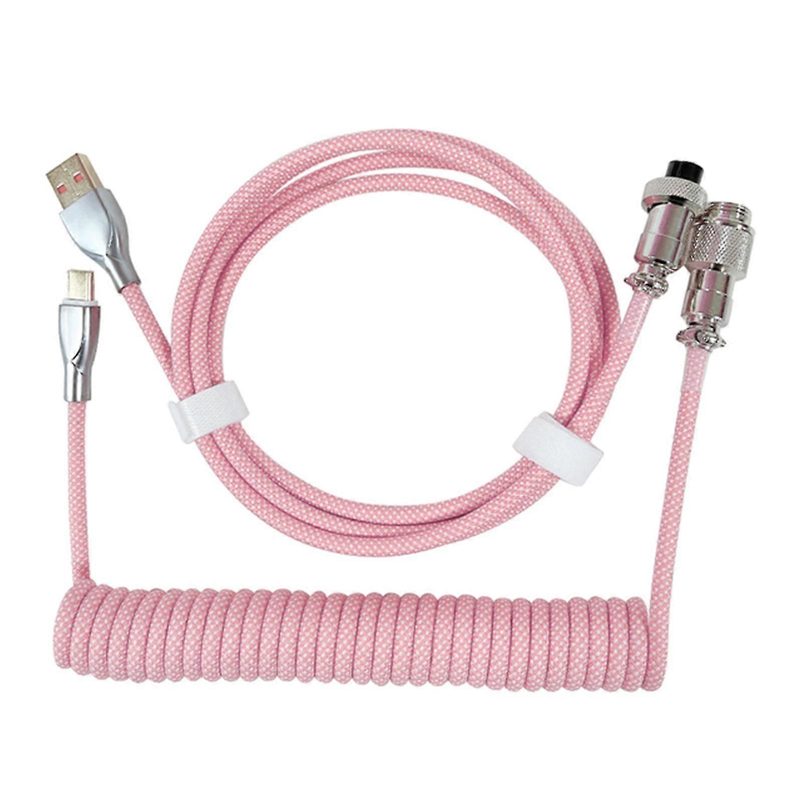 2 In 1 Coiled Aviator Wire Type-c To Usb Cable For Keyboard Aviation Connector