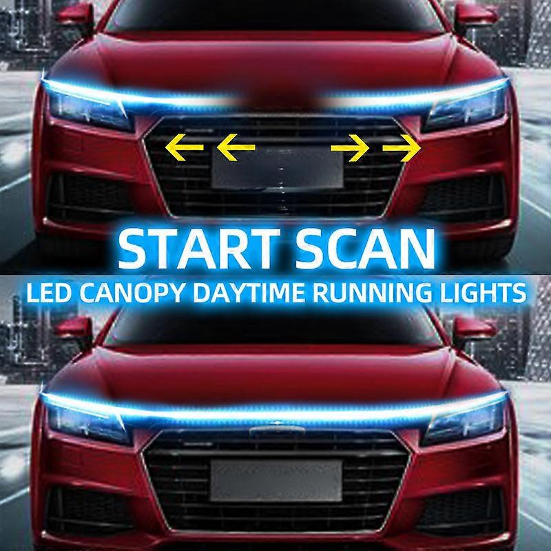 LED Daytime Running Light Scan Starting Car Hood Decorative Lights DRL Auto Engine Hood Guide Decorative Ambient Lamp 12V