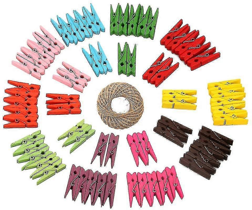 カラフルな木製ペグ3.5cmミニペグ100個木製フォトクリップ