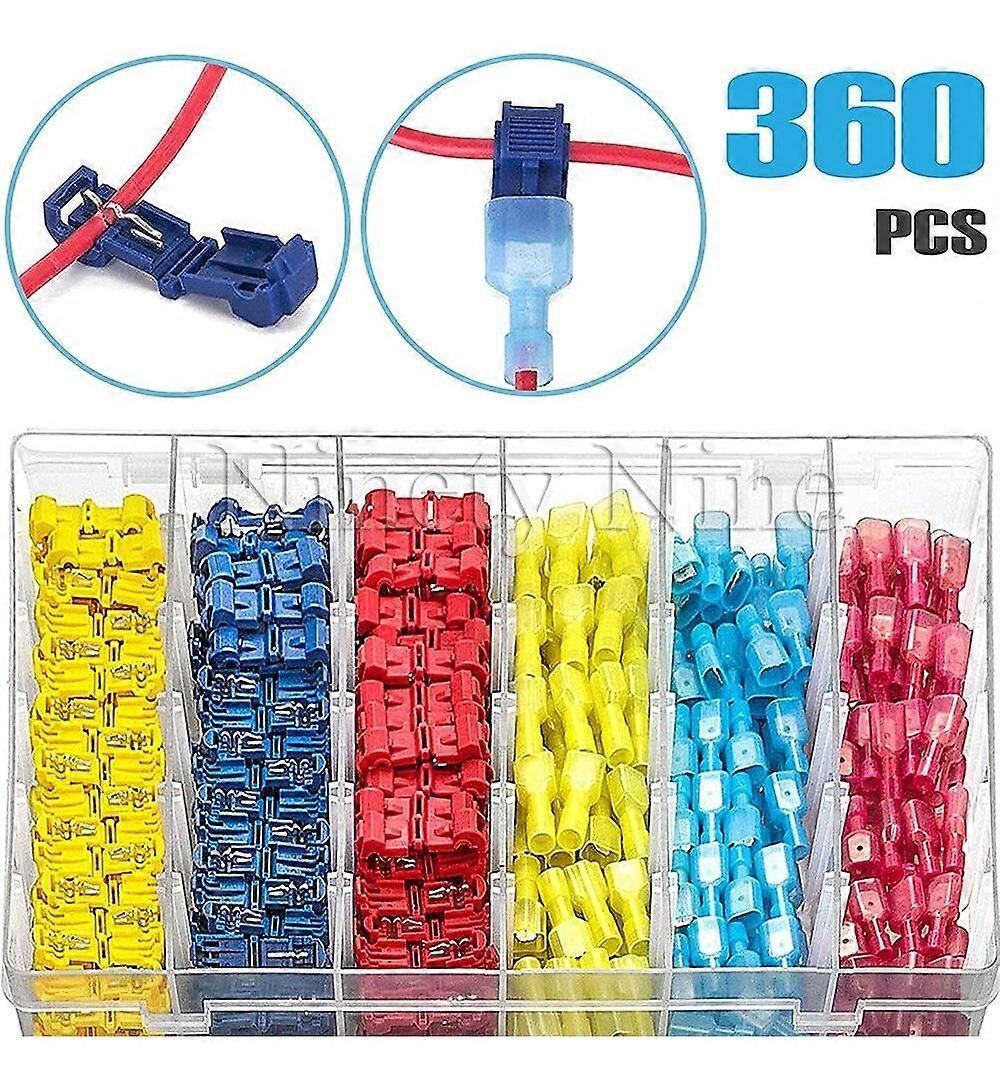 Terminals Wire Connectors T-tap Wire Gauge, Cross Border E-Commerce T-Type No-Break Mains Branching Clamp Assortment Quick Connect Boxed (Red, Blue,Ye