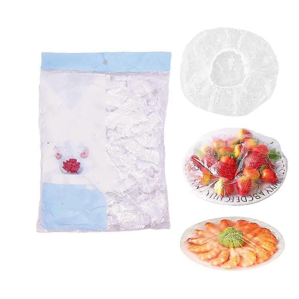 100 Pack Fresh Storage Bags, Plastic Film Bag for Food Storage, Plastic Fruit Storage Bags and Universal Elastic Sealed Plastic Lids for Kitchen Bowls