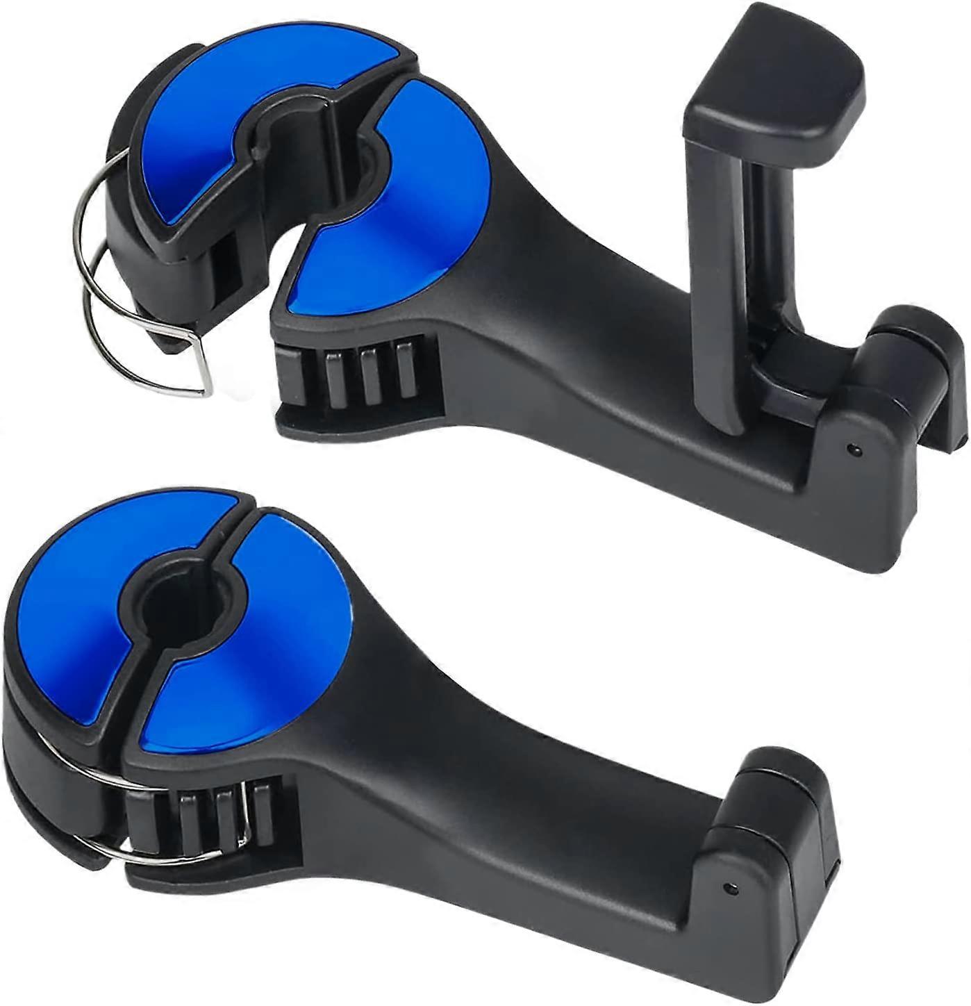 2-piece lock buckle car hook (lan color), 2-piece set of car headrest hooks with telephone bracket, used for 2-in-1 car seat hidden hooks in luggage a