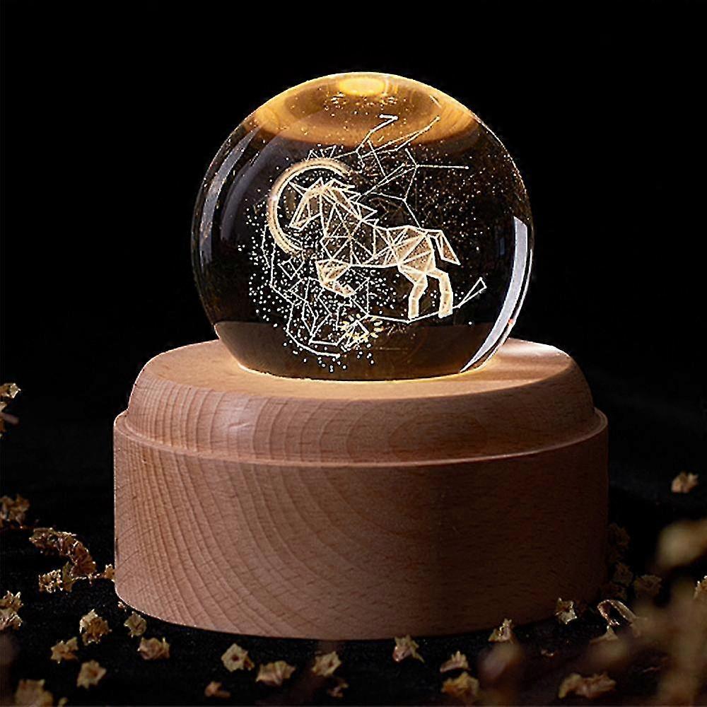 オルゴール3Dクリスタルオルゴール、発光回転ボールオルゴール調調、子供のためのオルゴールギフト、クリスマスの誕生日の装飾