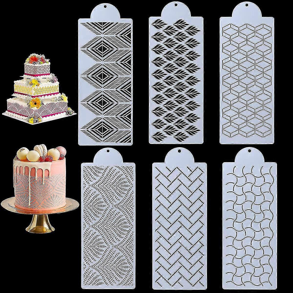 6pcs Cake Decorating Templates Cake Stencil Plastic Baking Stencils For Cupcake