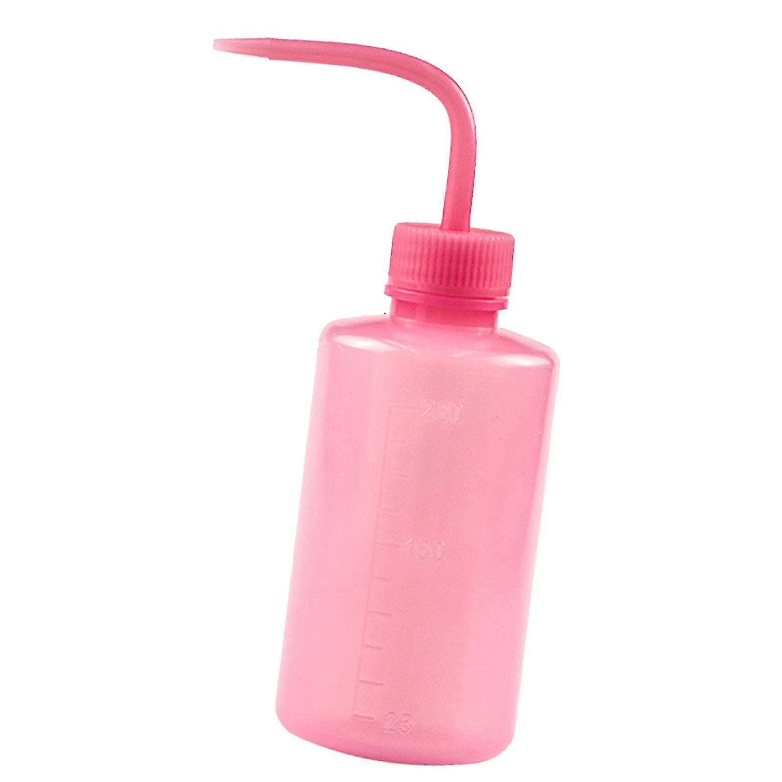 Eyelash Cleaning Bottle Elbow Spout Leakage Proof Empty Plastic Squeeze Wash Bottle for Lash Extension Pink 250ml