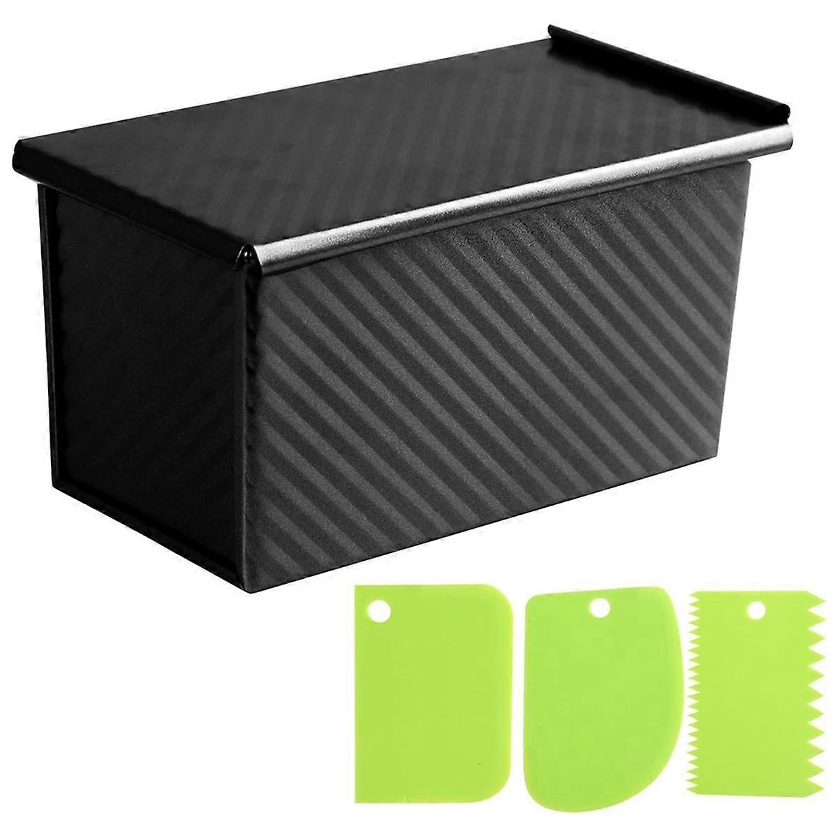 Bread Pans with Dough Scraper Cutter-Pullman Loaf Pan with Lid,Covered Bread Pan for Homemade Sandwich Bread and Baking