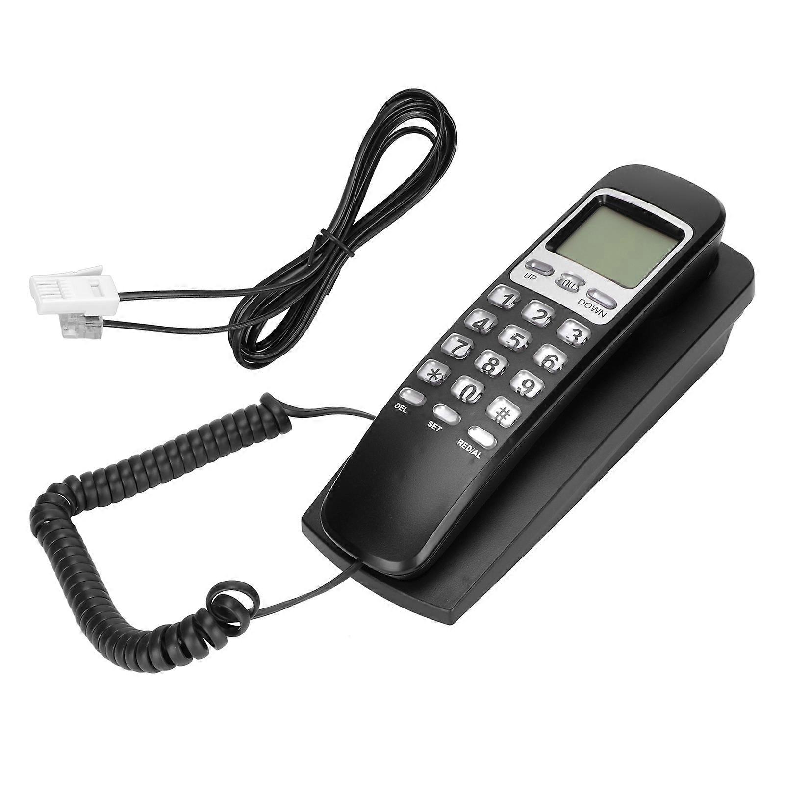 Wired Wall Phone with Caller ID Calendar LCD Display for Home Office Black
