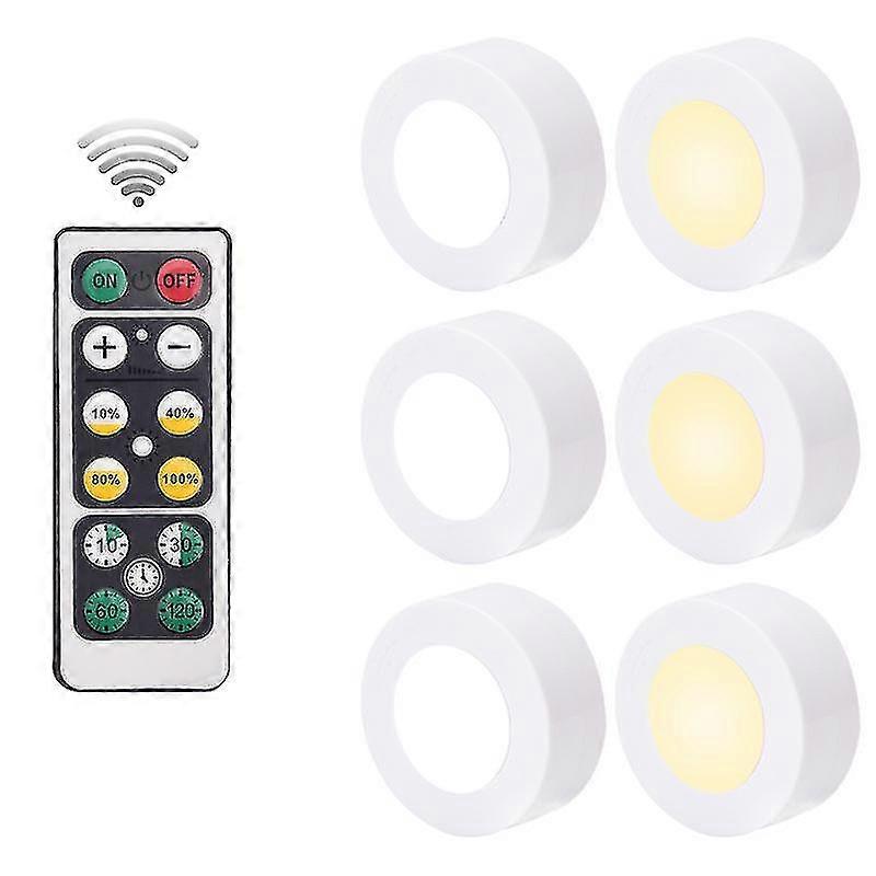 6pcs Puck Light With Remote Control, Wireless Led Puck Light Battery Powered, Remote Control Induction Night Light, Led Under Cabinet Lighting, Di PXC