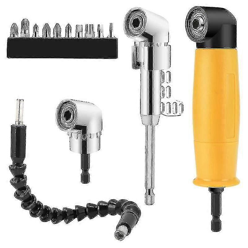 Right Angle Drill, 5-piece Angle Extension Electric Drill Accessory, Silver PXCL