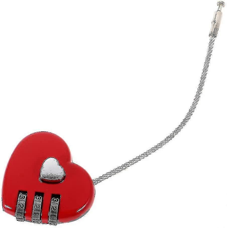 Mini Steel Wire Code Padlock Red Heart Shape Fancy Style For Luggage Suitcase