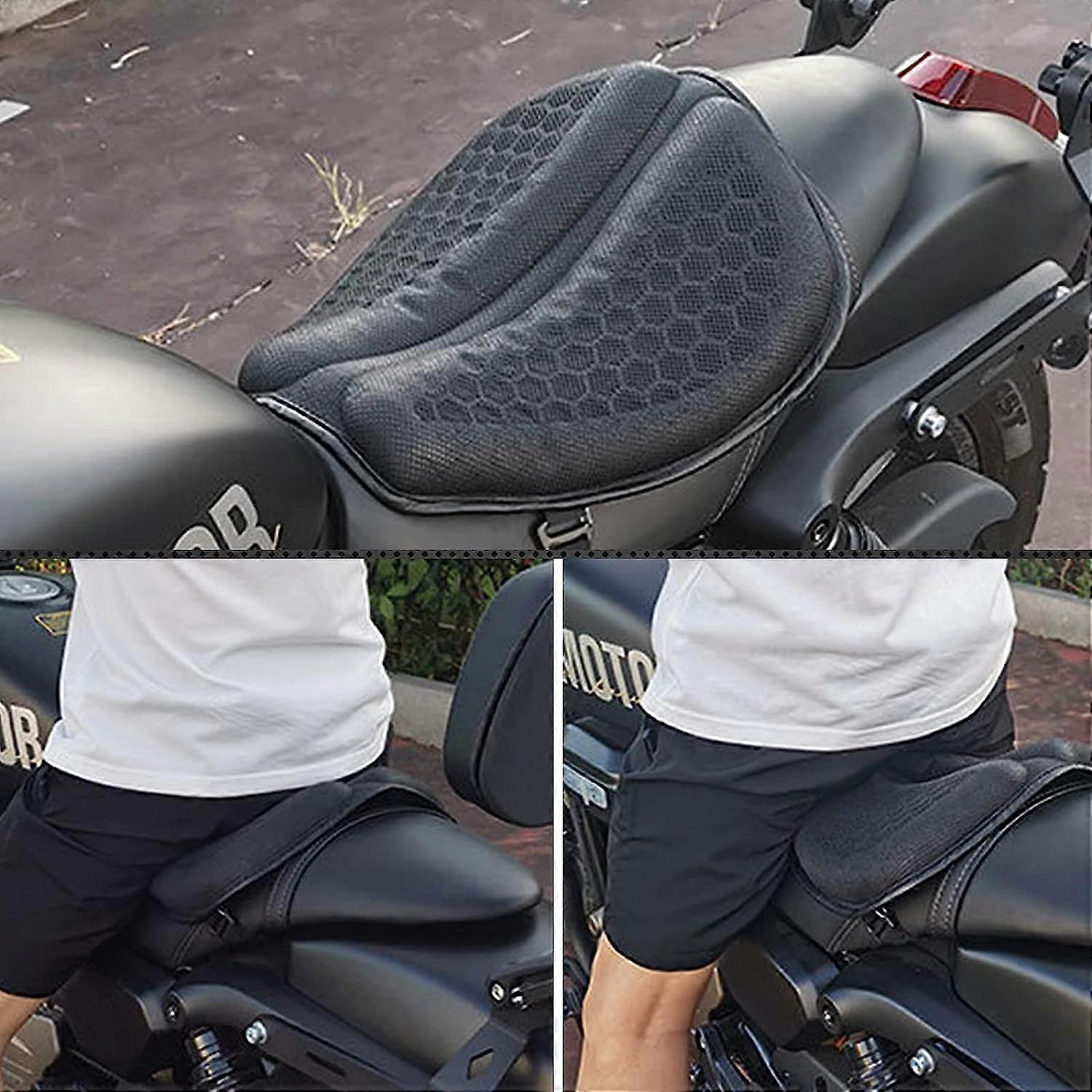 Coussin Siège Moto Gel 3D Nid D'Abeille - Amortisseur Chocs Respirant Avec Housse Filet Pour Longues Distances